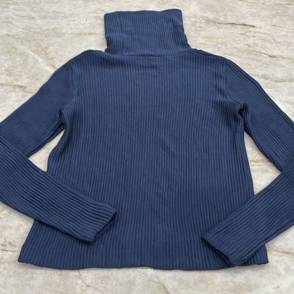 Club Monaco Meredy Ribbed Turtleneck Top | French Blue | XXS - Picture 5 of 11